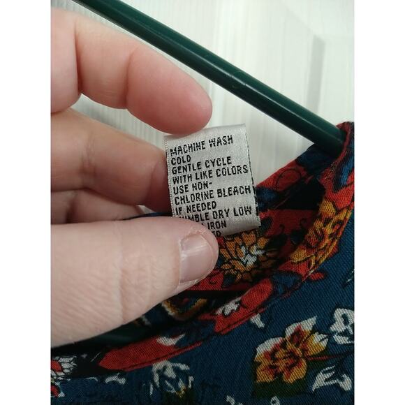 New Direction Woman's XL Blouse Patchwork Floral Boho Chic Flare 3/4 Sleeves - Picture 6 of 9